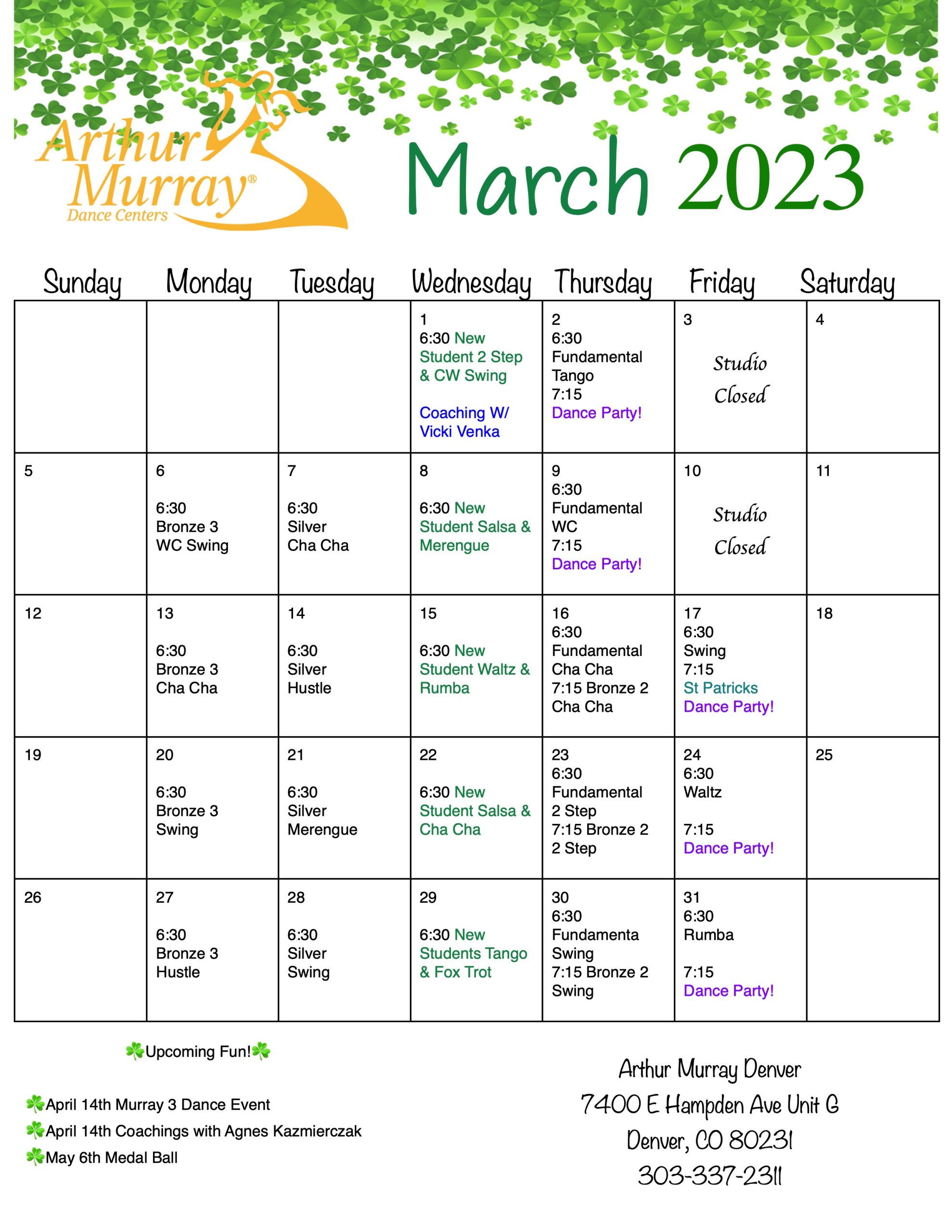 Calendar | Dance Lessons For Adults | Arthur Murray Dance Studio in Denver